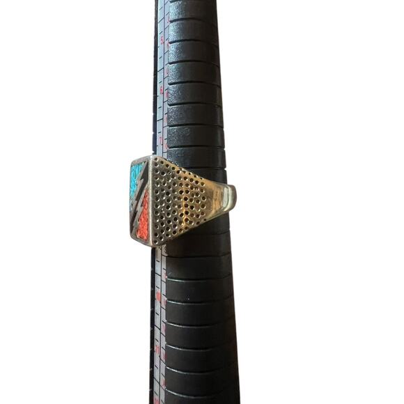 Vintage Men's G&S Sterling Silver Inlay Lightning Bolt-1985 Marked-size 8.5 - Picture 2 of 6